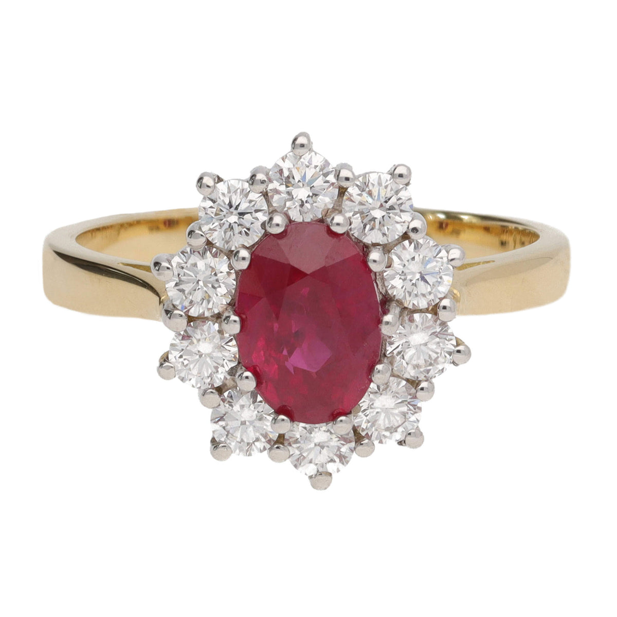 Ruby and Diamond 18ct White Gold Cluster Ring - Michael Jones Jeweller