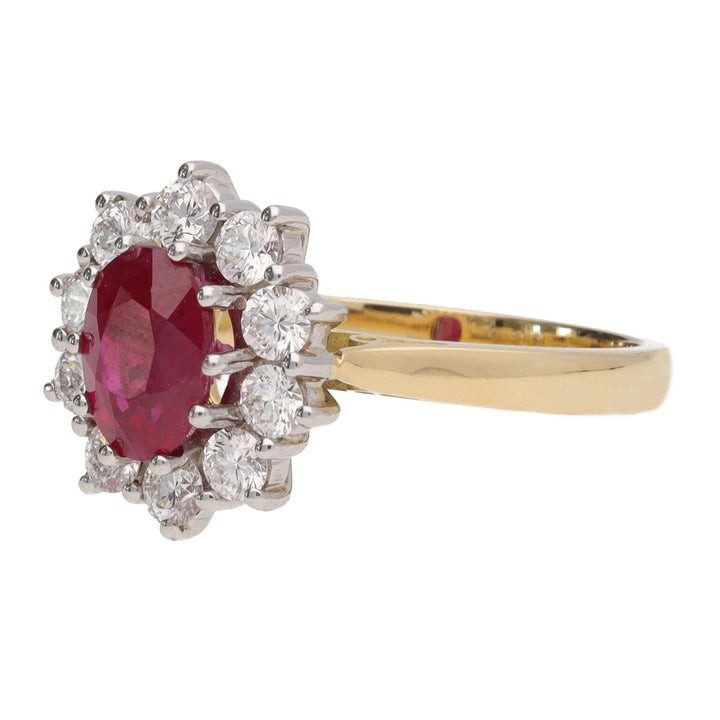 Ruby and Diamond 18ct White Gold Cluster Ring - Michael Jones Jeweller