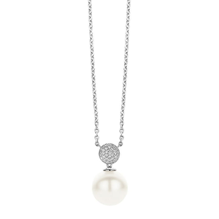 Ti Sento Simulated Pearl and Cubic Zirconia Necklace
