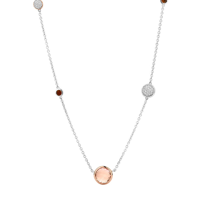 Ti Sento Red and Nude Crystal Long Necklace - Michael Jones Jeweller