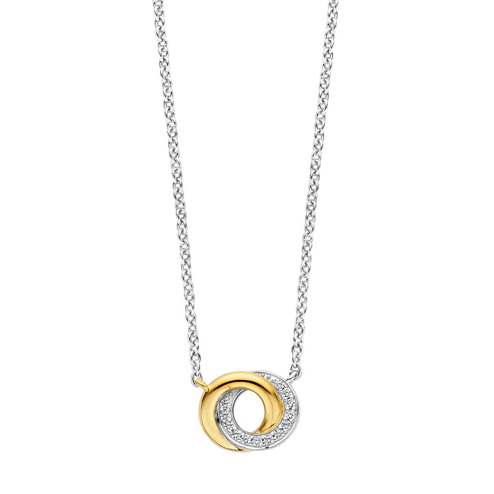 Ti Sento Yellow Gold Plated Cubic Zirconia Entwined Circle Necklace