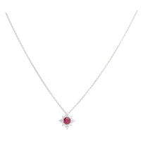 Ruby and Diamond 18ct White Gold Star Necklace - Michael Jones Jeweller