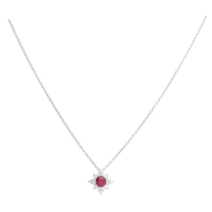 Ruby and Diamond 18ct White Gold Star Necklace - Michael Jones Jeweller