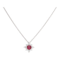 Ruby and Diamond 18ct White Gold Star Necklace - Michael Jones Jeweller