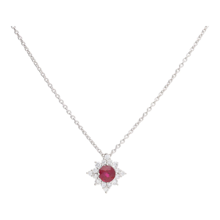 Ruby and Diamond 18ct White Gold Star Necklace - Michael Jones Jeweller