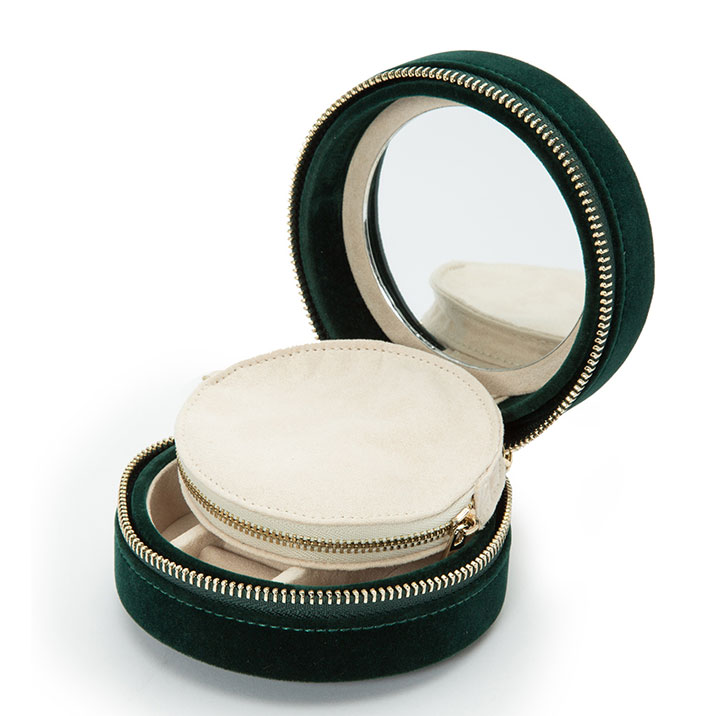 WOLF Zoe Forest Round Travel Zip Jewellery Case