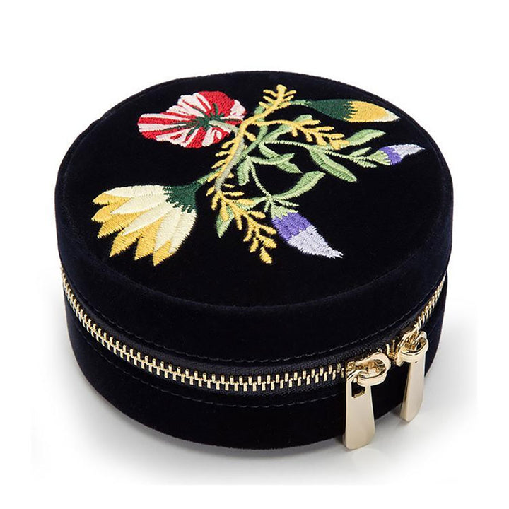 Wolf Zoe Indigo Round Travel Zip Jewellery Case