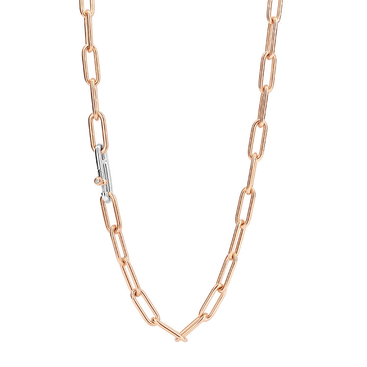 Ti Sento Rose Gold Plated Oval Link Necklace 3947SR