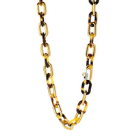 Ti Sento Yellow Gold Plated Tortoise Shell Brown Oval Linked Necklace