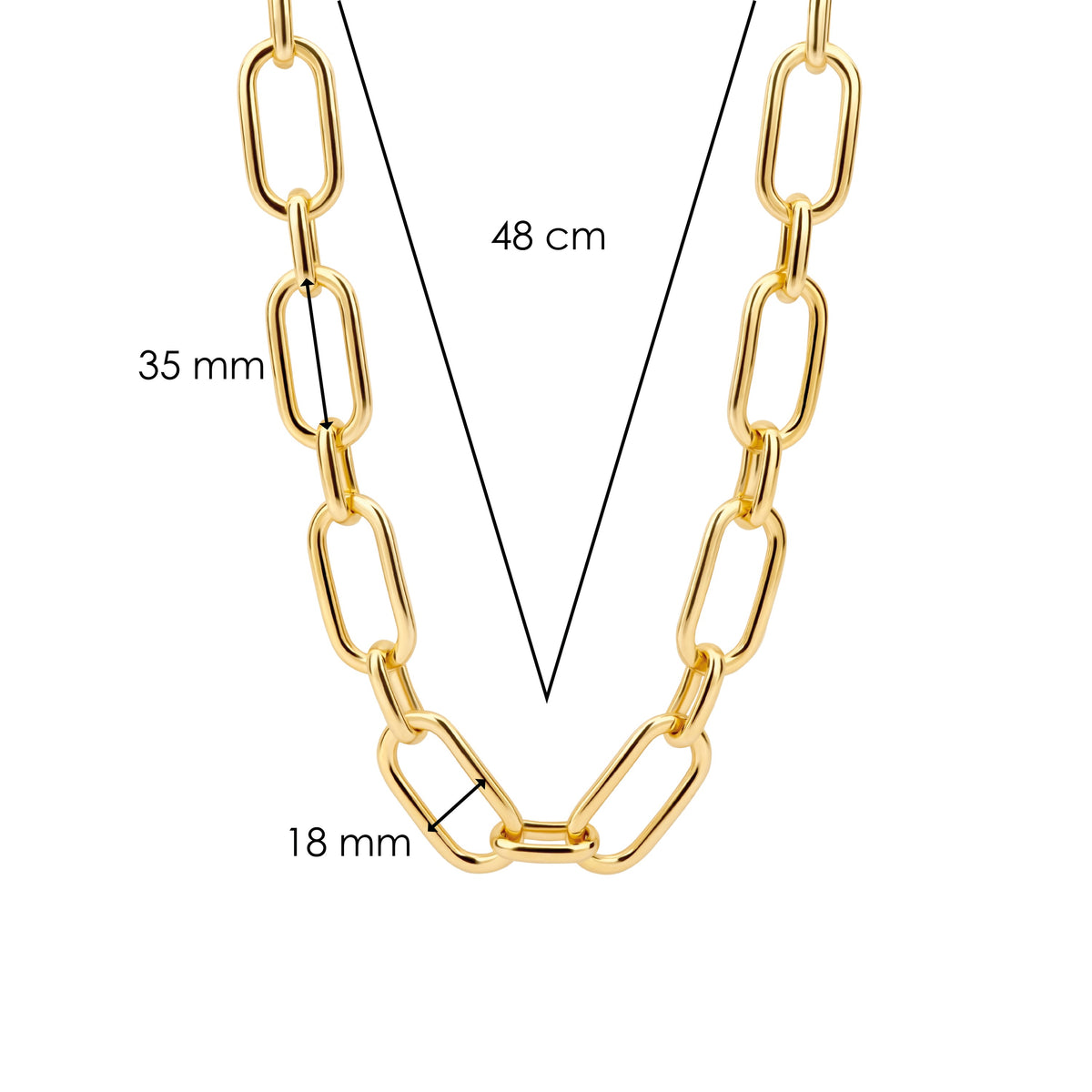 Ti Sento Yellow Gold Plated Oversized Oval Link Necklace - Michael Jones Jeweller