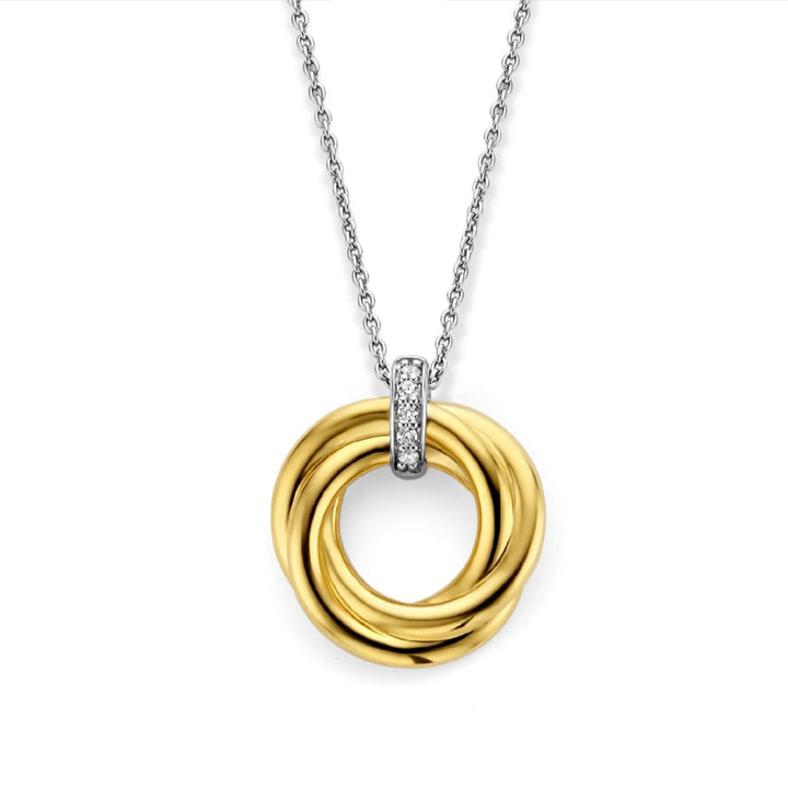 Ti Sento Cubic Zirconia Yellow Gold Plated Knot Necklace 3972ZY