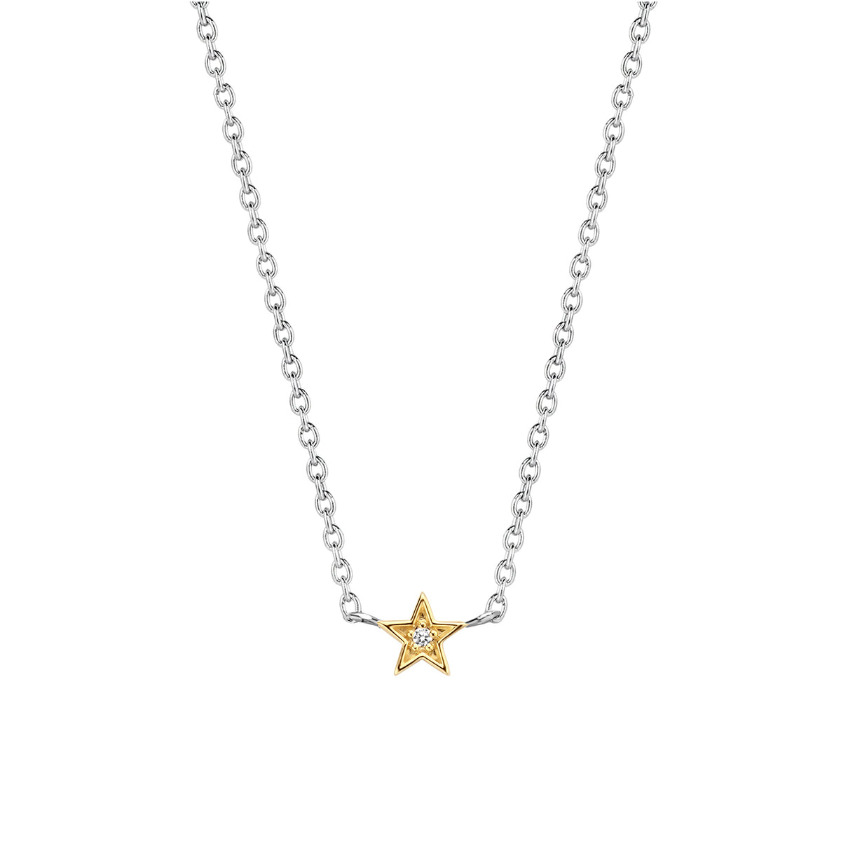Ti Sento Cubic Zirconia Yellow Gold Plated Star Necklace - Michael Jones Jeweller
