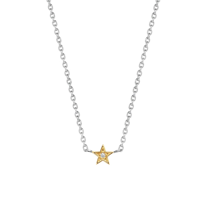 Ti Sento Cubic Zirconia Yellow Gold Plated Star Necklace 3976ZY