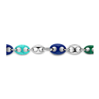 Ti Sento Malachite Green Lapis Blue Turquoise and Blue Cubic Zirconia Coffee Bean Link Necklace - Michael Jones Jeweller