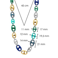 Ti Sento Malachite Green Lapis Blue Turquoise and Blue Cubic Zirconia Coffee Bean Link Necklace - Michael Jones Jeweller