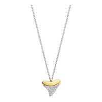 Ti Sento Cubic Zirconia Yellow Gold Plated Silver Shark Tooth Necklace