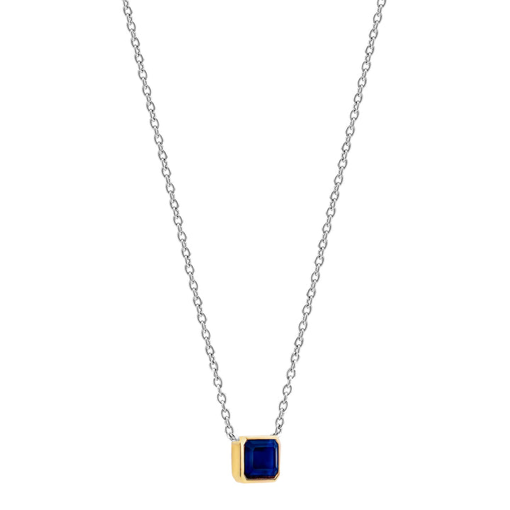 Ti Sento Yellow Gold Plated Octagonal Dark Blue Stone Necklace