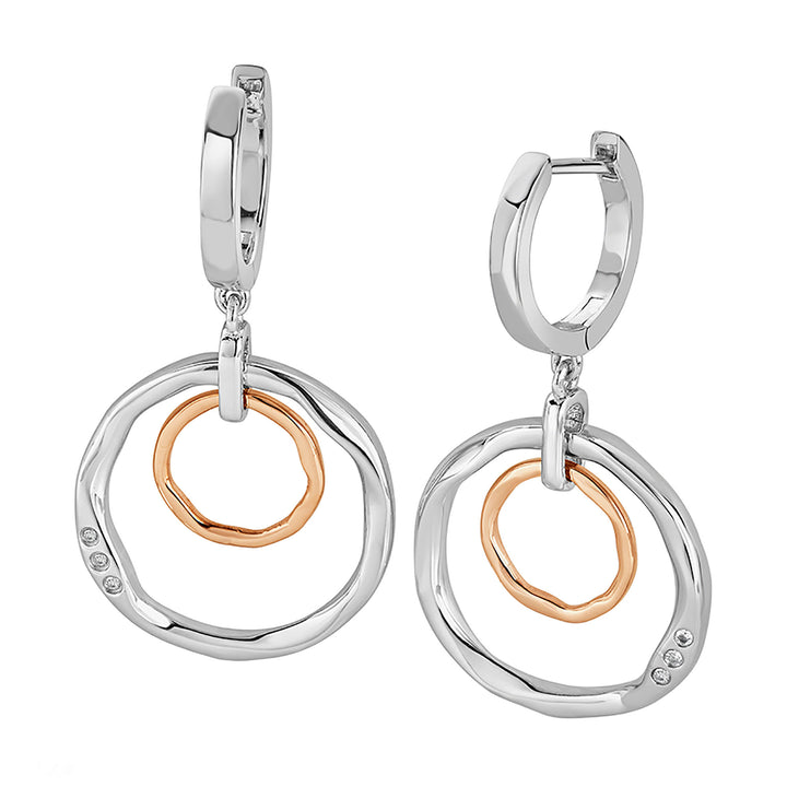 Clogau Ripples Double Hoop White Topaz Creole Earrings - Michael Jones Jeweller