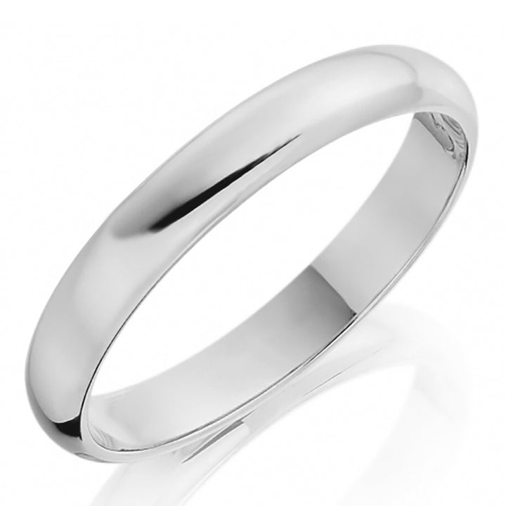 3mm Light D Shape Platinum Wedding Ring
