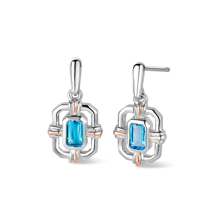 Clogau Enchanted Gateways Silver and Swiss Blue Topaz Stud Earrings