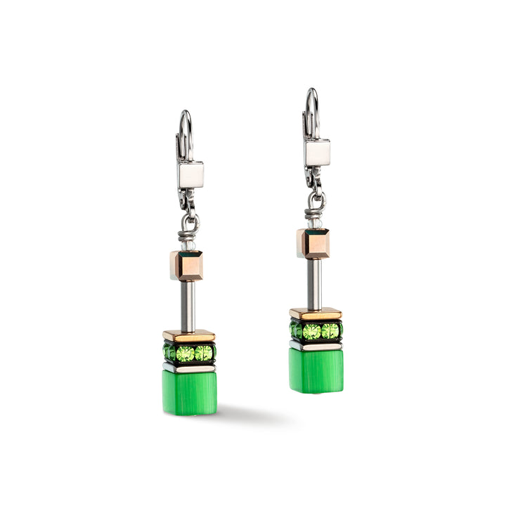 Coeur De Lion GEOCUBE® Green Iconic Monochrome Earrings