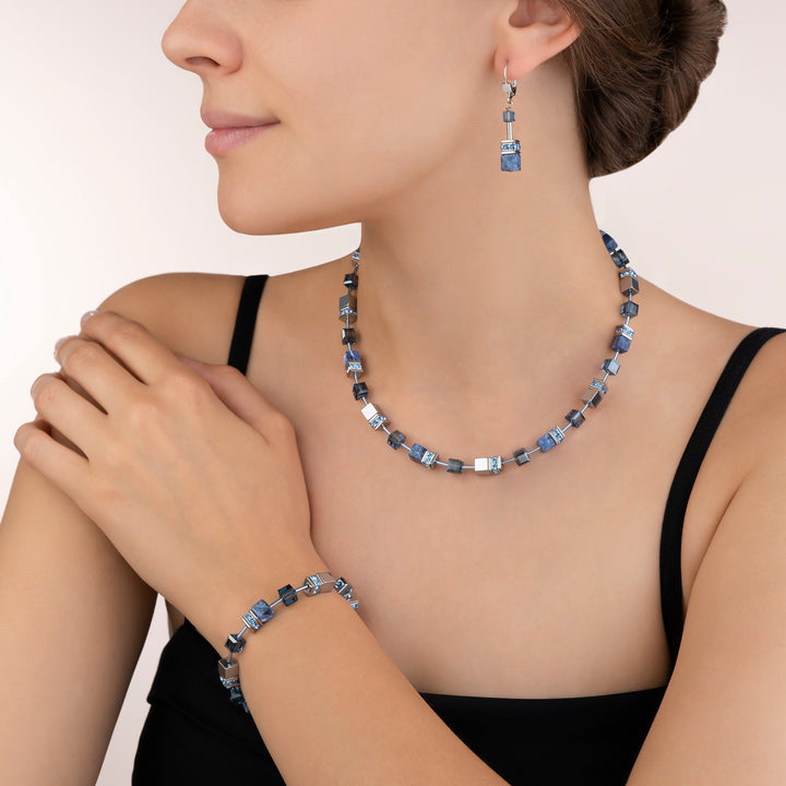 Coeur De Lion GeoCUBE®  Sodalite & Haematite Blue Necklace