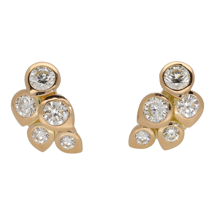 Diamond Teardrop Cluster 18ct Rose Gold Stud Earrings