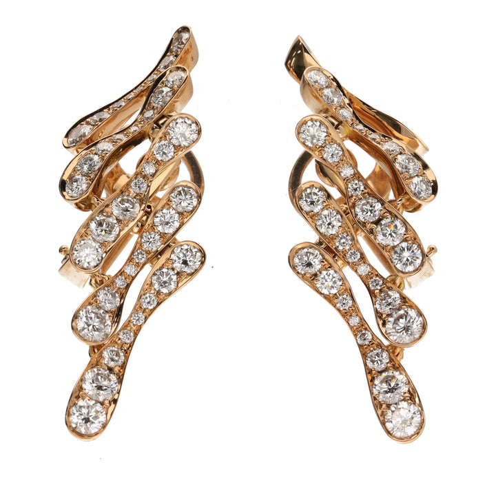 Diamond Articulated 18ct Rose Gold Earrings - Michael Jones Jeweller
