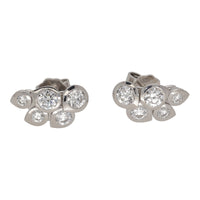Diamond Teardrop Cluster 18ct White Gold Stud Earrings - Michael Jones Jeweller