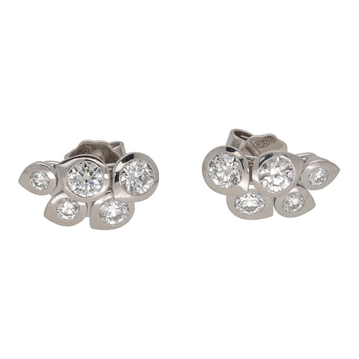 Diamond Teardrop Cluster 18ct White Gold Stud Earrings - Michael Jones Jeweller