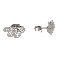 Diamond Teardrop Cluster 18ct White Gold Stud Earrings - Michael Jones Jeweller
