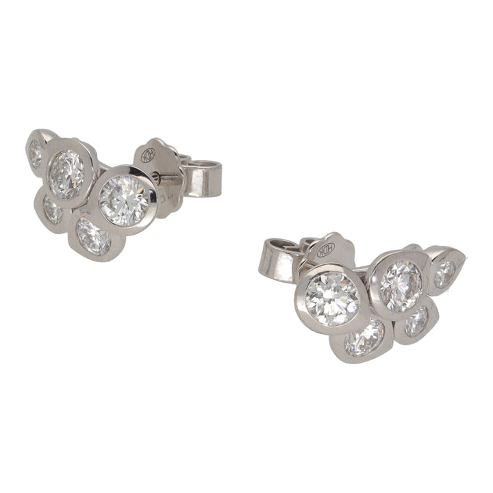 Diamond Teardrop Cluster 18ct White Gold Stud Earrings - Michael Jones Jeweller