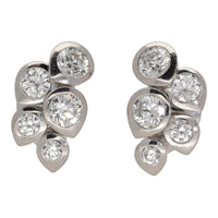 Diamond Teardrop Cluster 18ct White Gold Stud Earrings - Michael Jones Jeweller