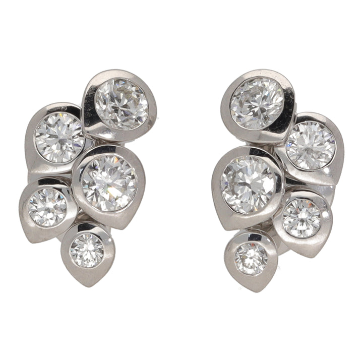 Diamond Teardrop Cluster 18ct White Gold Stud Earrings - Michael Jones Jeweller