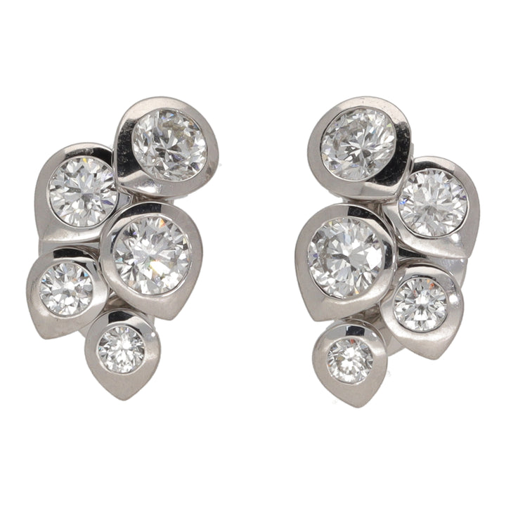 Diamond Teardrop Cluster 18ct White Gold Stud Earrings