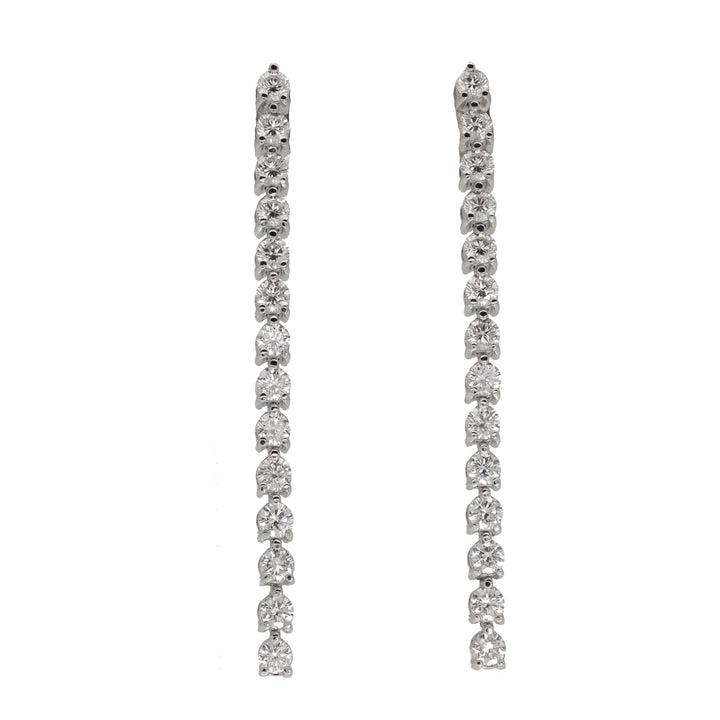 Diamond Set 18ct White Gold Long Drop Earrings - Michael Jones Jeweller