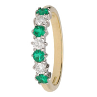 Emerald and Diamond 18ct Yellow Gold Half Eternity Ring