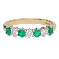 Emerald and Diamond 18ct Yellow Gold Half Eternity Ring - Michael Jones Jeweller