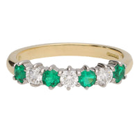 Emerald and Diamond 18ct Yellow Gold Half Eternity Ring