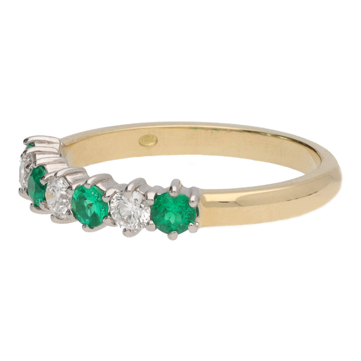 Emerald and Diamond 18ct Yellow Gold Half Eternity Ring