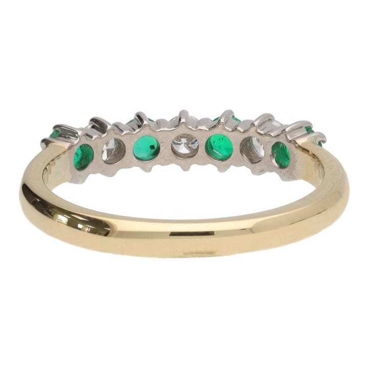 Emerald and Diamond 18ct Yellow Gold Half Eternity Ring - Michael Jones Jeweller