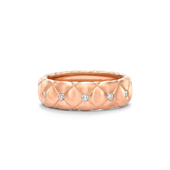 Fabergé Crown Small Quilted Ring with Diamonds  (O)