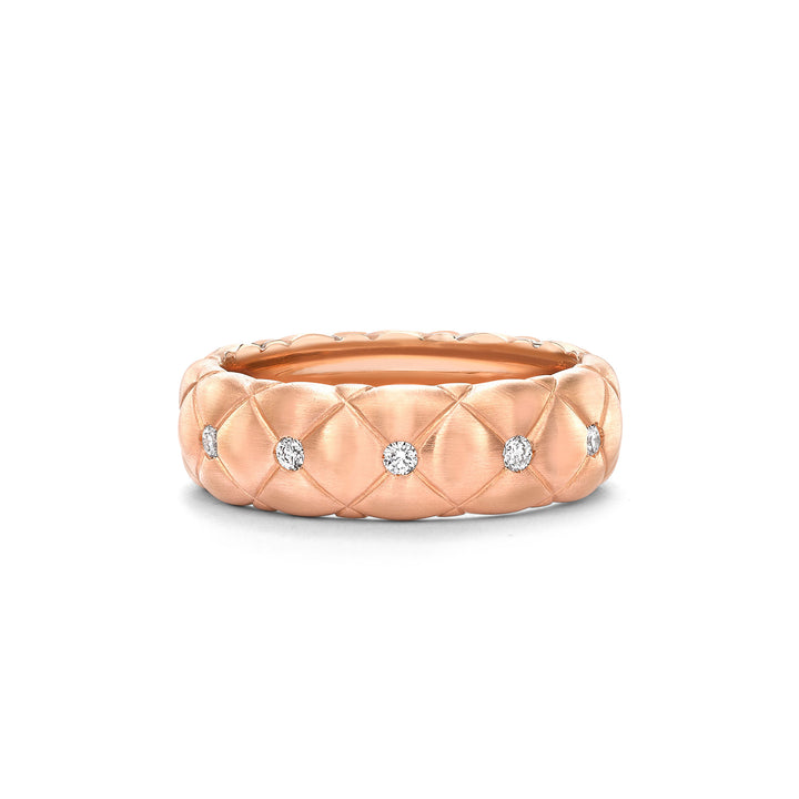 Fabergé Treillage Brushed Rose Gold & Diamond Set Ring