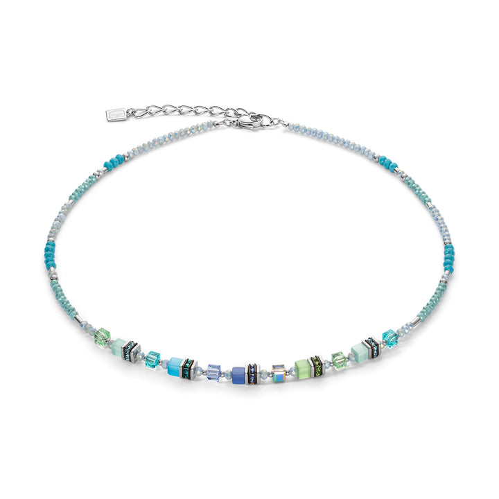 Coeur De Lion Blue-Green Cube Story Sparkling Necklace