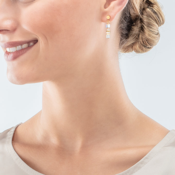 Coeur De Lion Gold White Mini Cubes Earrings - Michael Jones Jeweller