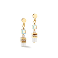 Coeur De Lion Gold White Mini Cubes Earrings