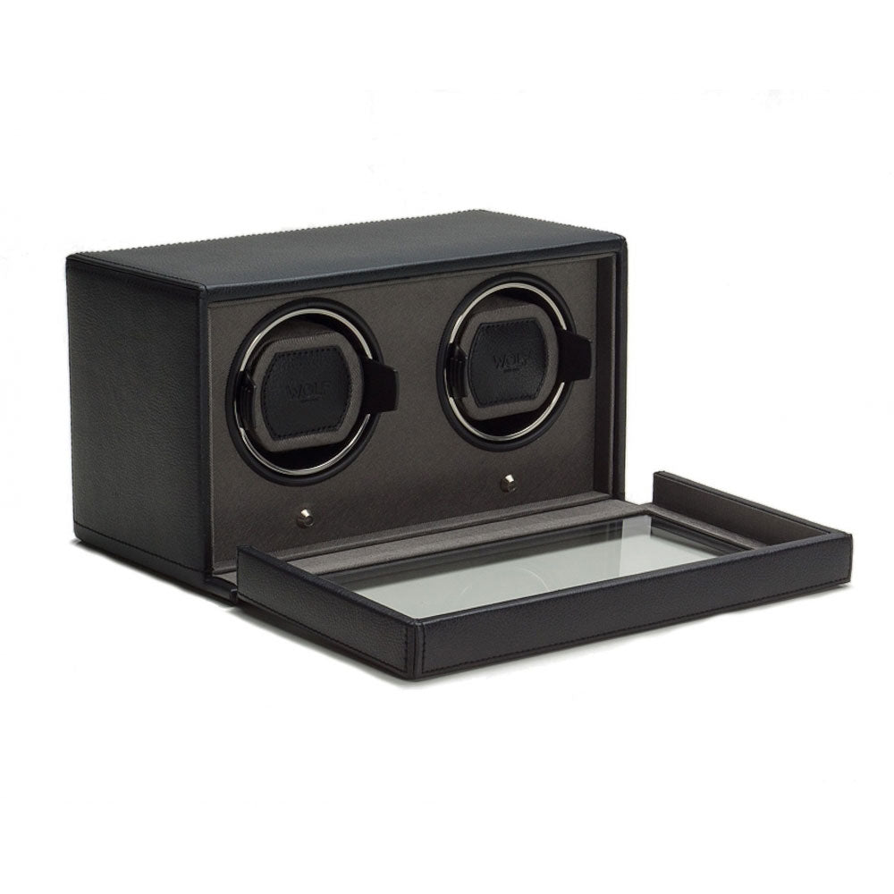 Wolf Watch Winder Cub Black Double With Cover - Michael Jones Jeweller