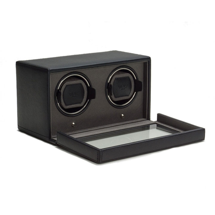 Wolf Cub Black Double Watch Winder with Cover