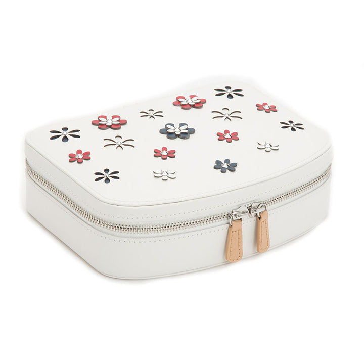 Wolf Blossom White Travel Zip Jewellery Case - Michael Jones Jeweller