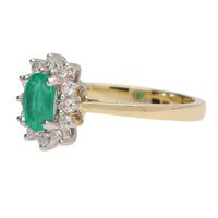 Emerald and Diamond 18ct Yellow Gold Cluster Ring